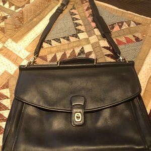 Coach black leather ladies shoulder briefcase